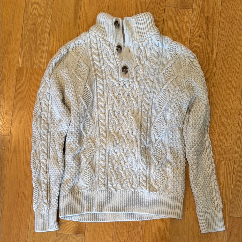 GAP Cream Button-Up Cable Knit Sweater